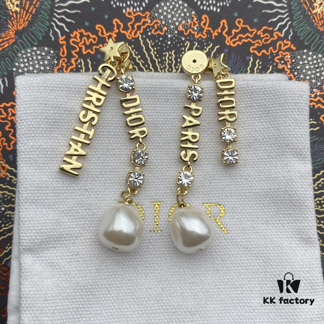 692ff99f99f2d84055c8e467 Dior DIOR Tassel Stud Earrings, Retro Style, Available in Two Colors: Yellow Gold and Another Option, Same Material, 925 Silver Post
