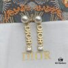 Dior Letter Square Diamond Pearl Stud Earrings