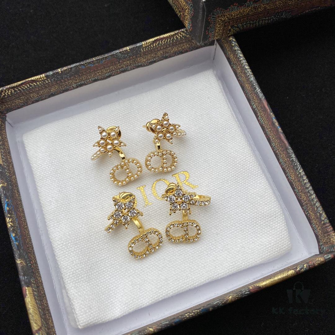 692ff9cb99f2d84055c8e488 Dior Star CD Pearl Rhinestone Stud Earrings, Unique Design, High Street Wearability
