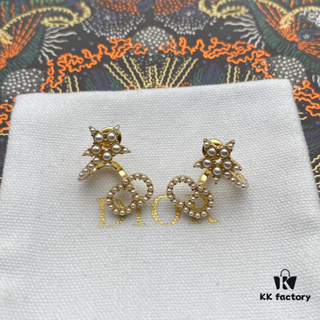 692ff9d699f2d84055c8e492 Dior Star CD Pearl Rhinestone Stud Earrings, Unique Design, High Street Wearability