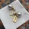 Dior Pearl D-Letter Stud Earrings with Large and Small Pearls