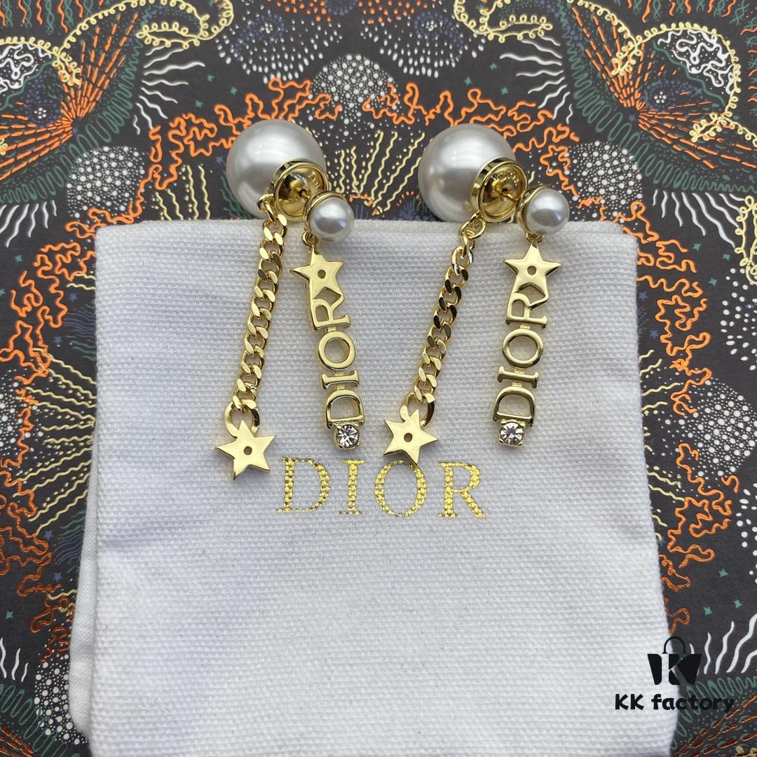 692ff9d999f2d84055c8e497 Dior Star Tassel Stud Earrings, Same Material, 925 Silver Pin