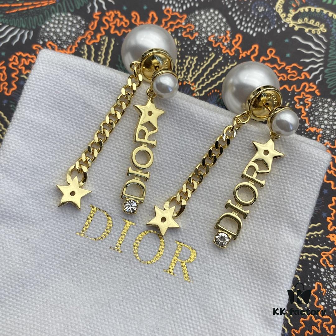 692ff9d999f2d84055c8e498 Dior Star Tassel Stud Earrings, Same Material, 925 Silver Pin