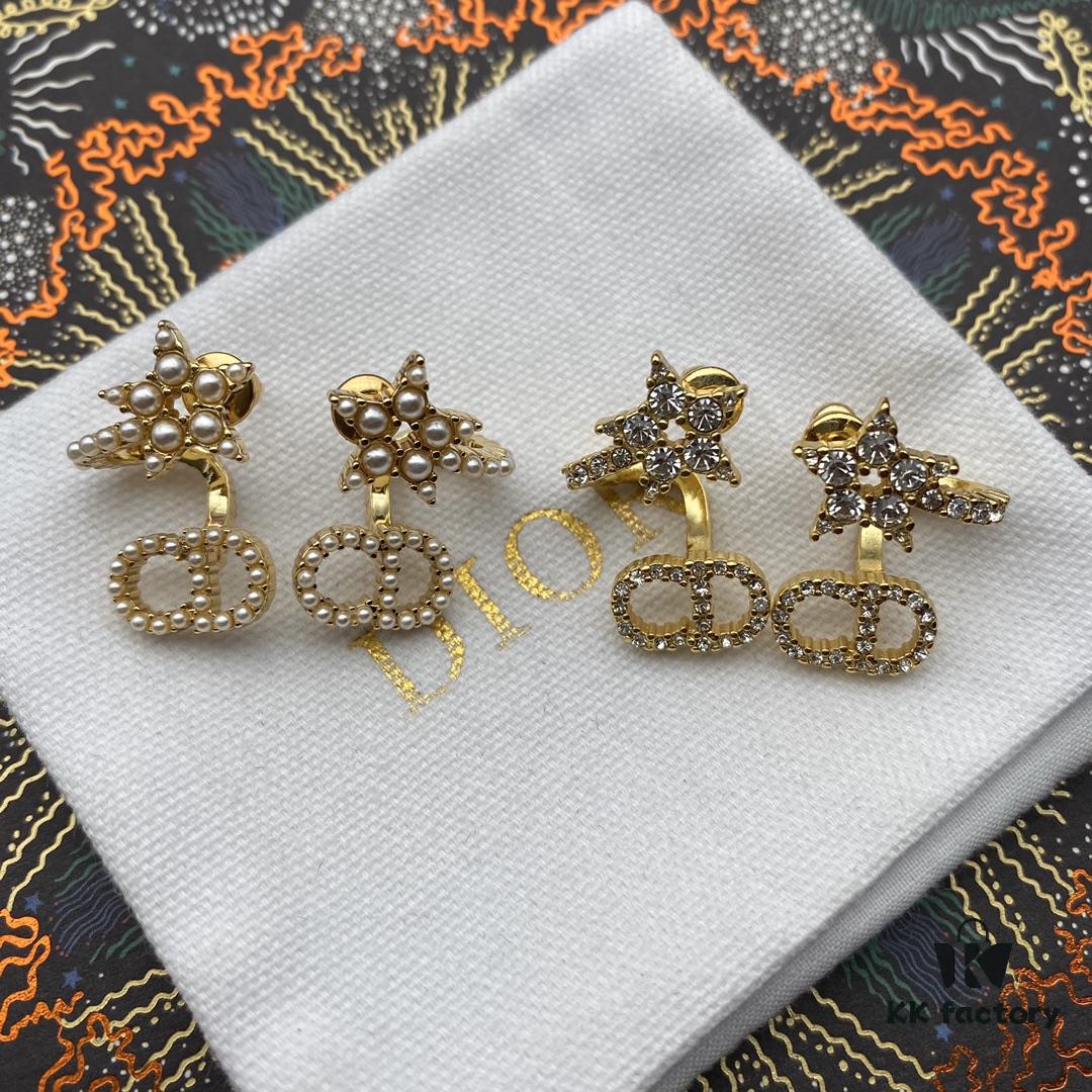 692ff9eb99f2d84055c8e4b2 Dior Star CD Pearl Rhinestone Stud Earrings, Unique Design, High Street Wearability