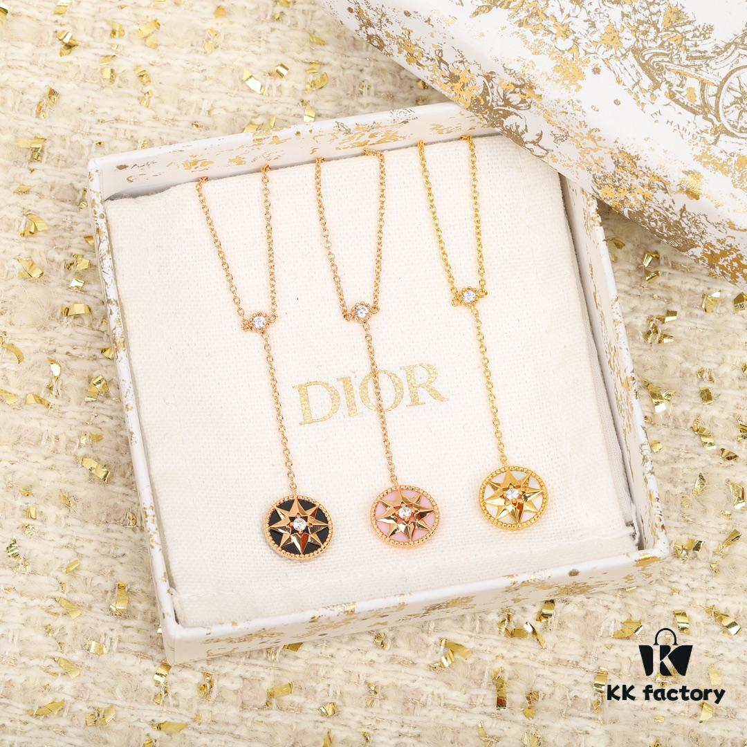 692ffbad99f2d84055c8e6d9 Dior Eight-Pointed Star Compass Diamond-Paved Pendant Necklace