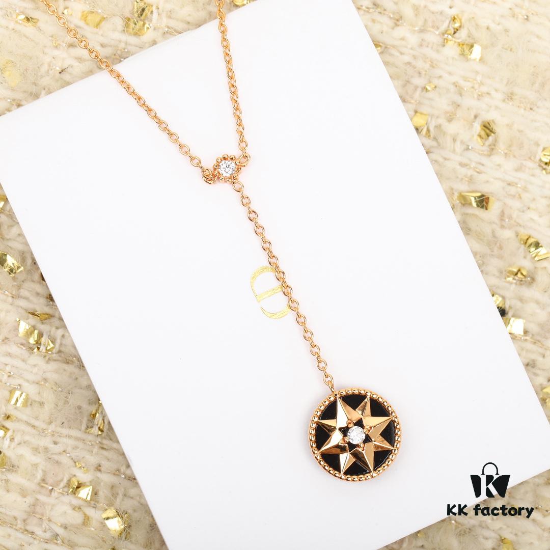692ffbb099f2d84055c8e6da Dior Eight-Pointed Star Compass Diamond-Paved Pendant Necklace
