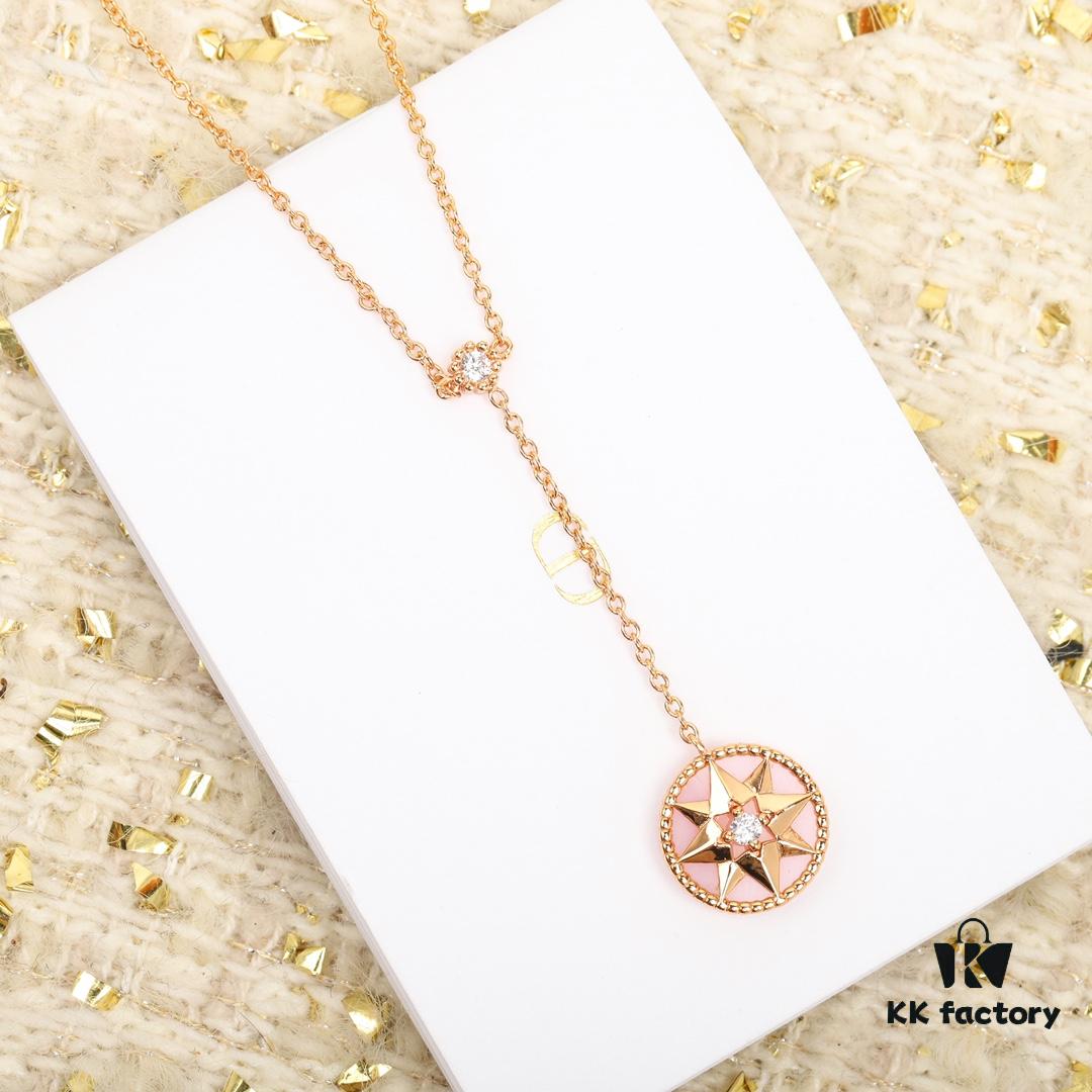 692ffbb199f2d84055c8e6dc Dior Eight-Pointed Star Compass Diamond-Paved Pendant Necklace
