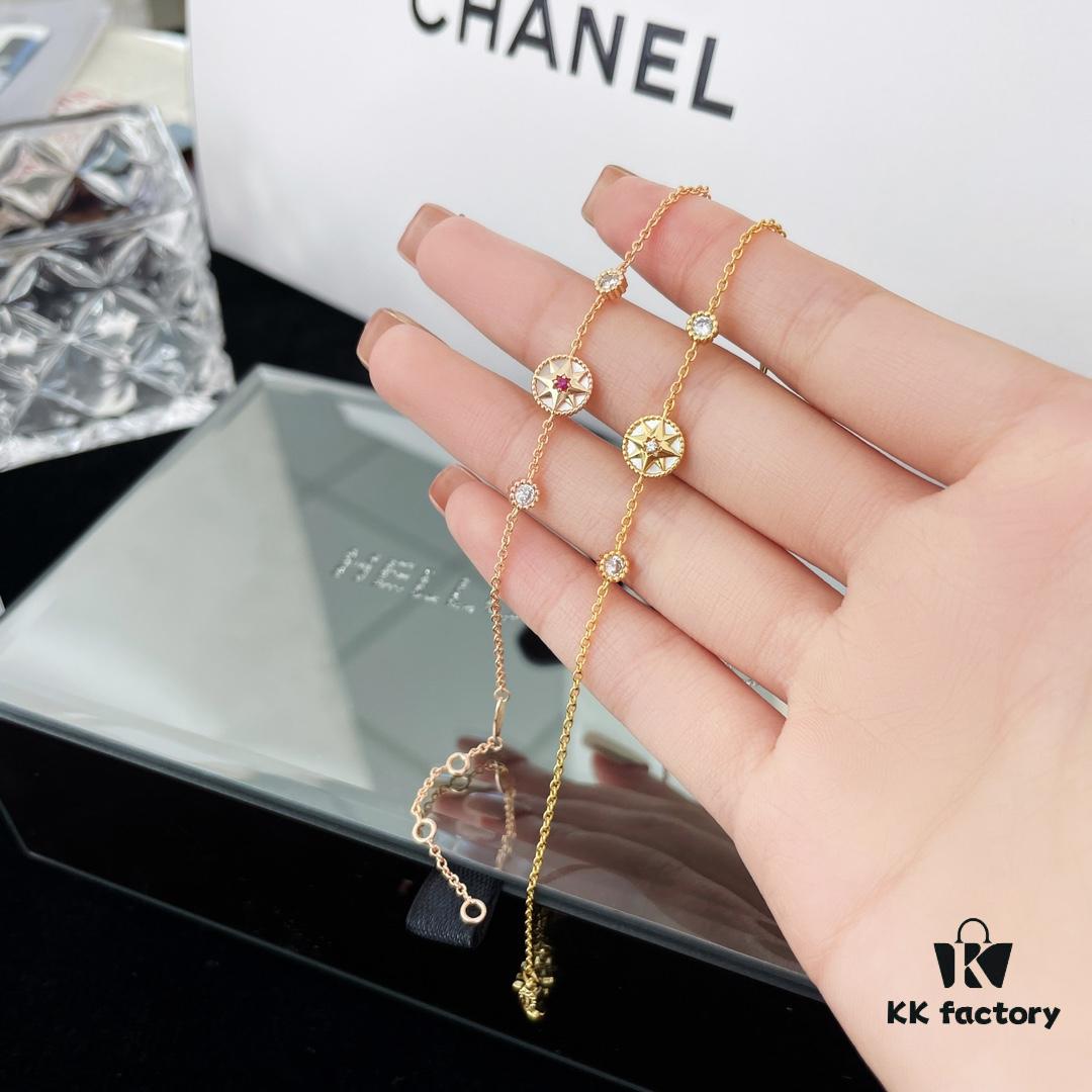 692ffbca99f2d84055c8e6ea New Compass Bracelet with Dual Diamonds and Reversible Design – Lucky Octagram Style in Ruby Rose Gold and Yellow Gold White Mother-of-Pearl