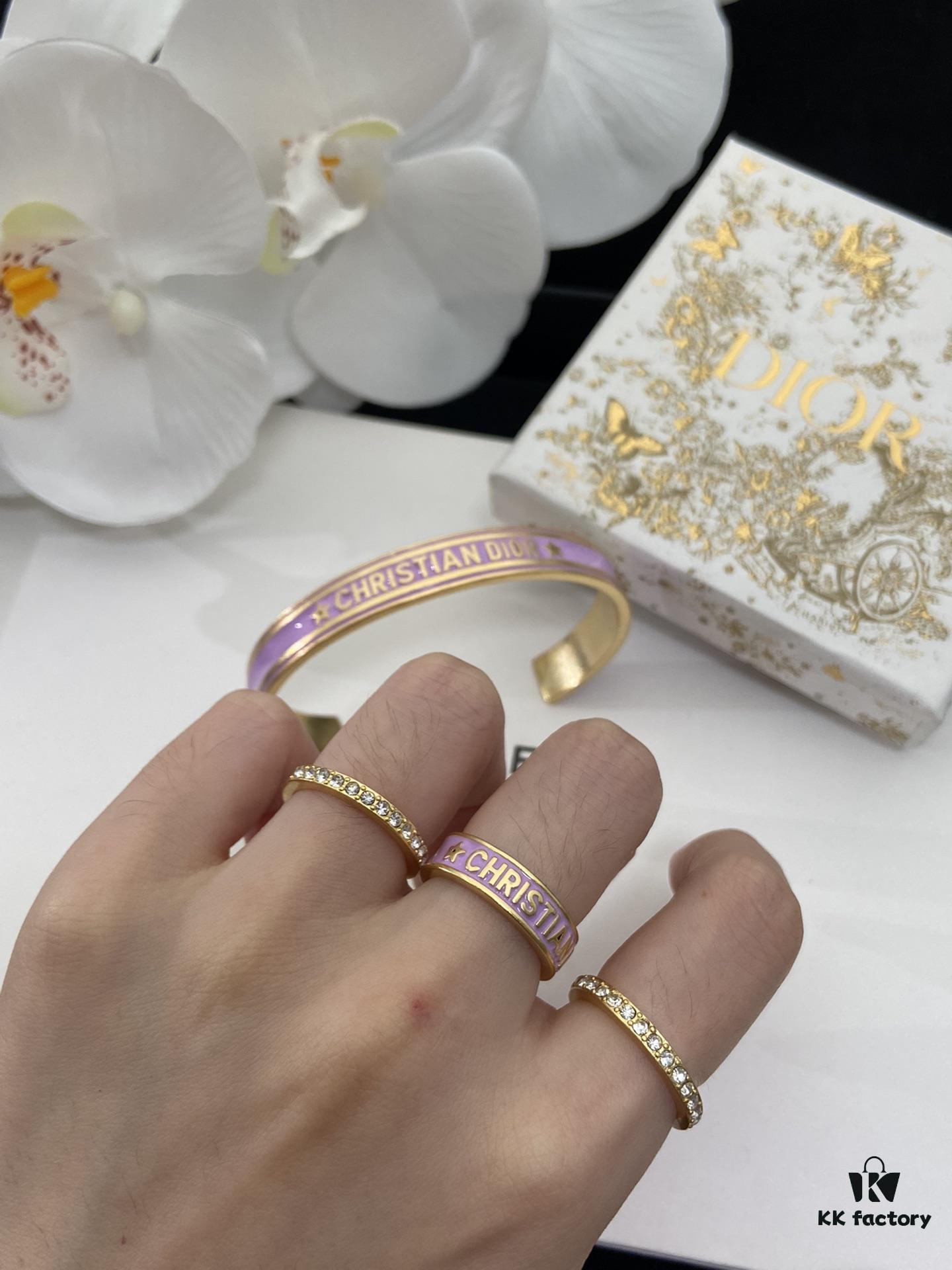 692ffbf999f2d84055c8e724 Dior 23 Year Code Amethyst Purple Enamel Diamond-Paved Ring Set with Bracelet