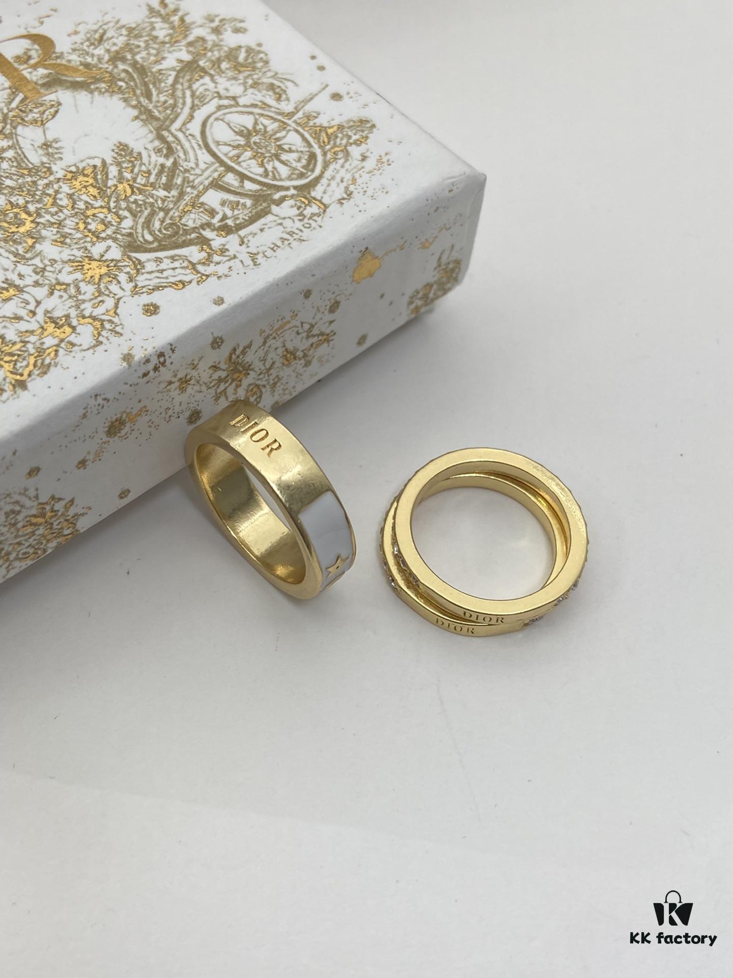 Dior 23 Code White Enamel Diamond-Cut Ring Trio with Bracelet