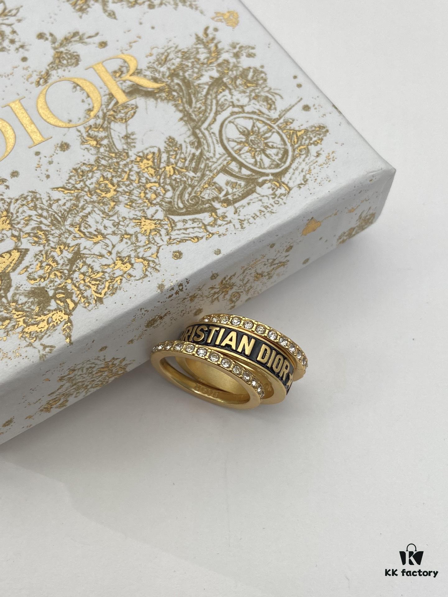 692ffc0799f2d84055c8e738 Dior 23 Code Black Letter Enamel Diamond-Paved Ring Trio Set with Bracelet 🖤