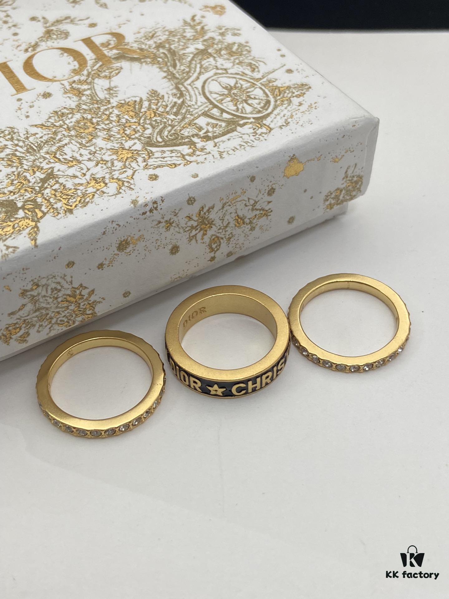 692ffc0999f2d84055c8e73a Dior 23 Code Black Letter Enamel Diamond-Paved Ring Trio Set with Bracelet 🖤