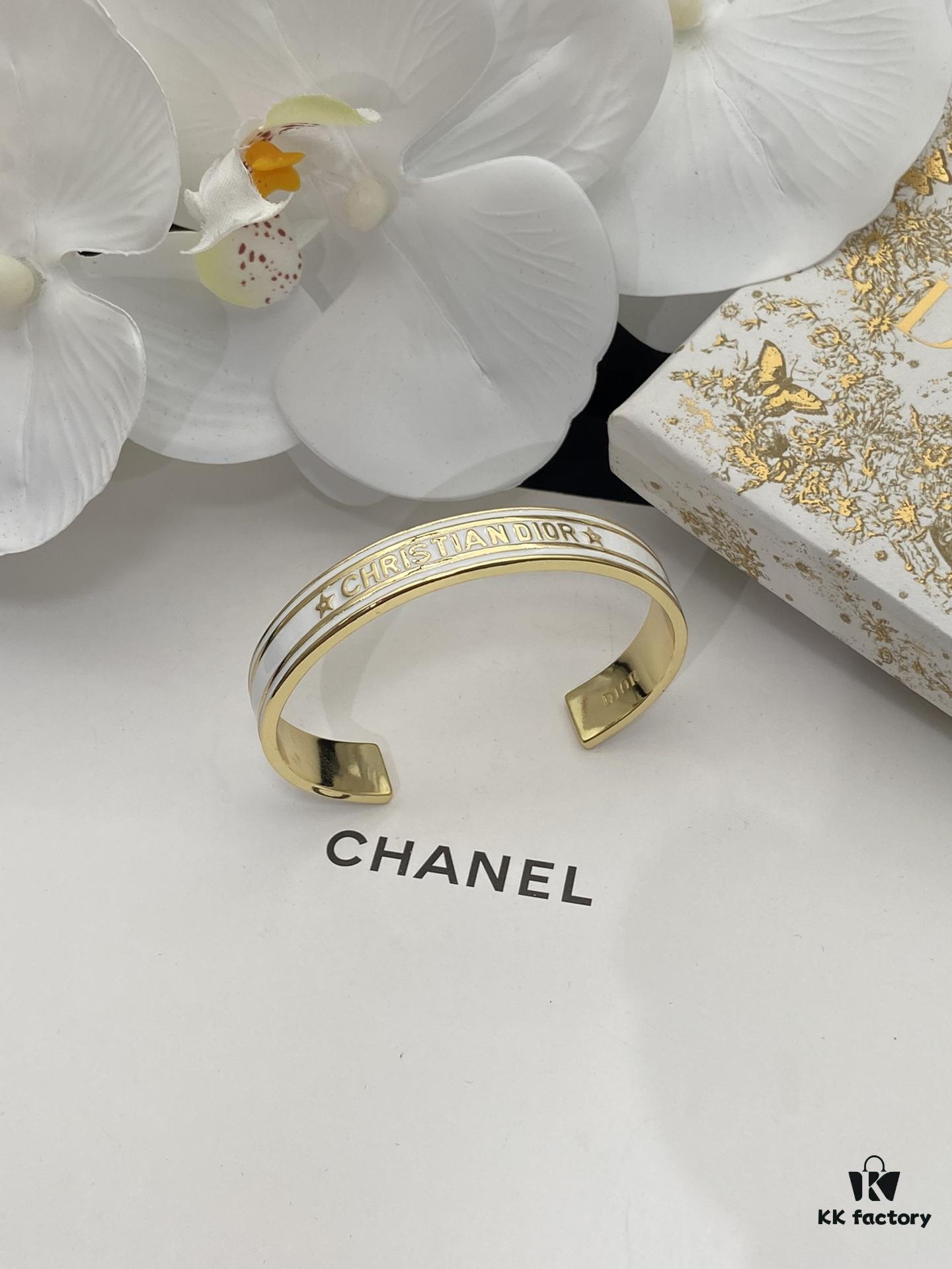 Dior 23 Code White Enamel Diamond-Cut Ring Trio with Bracelet