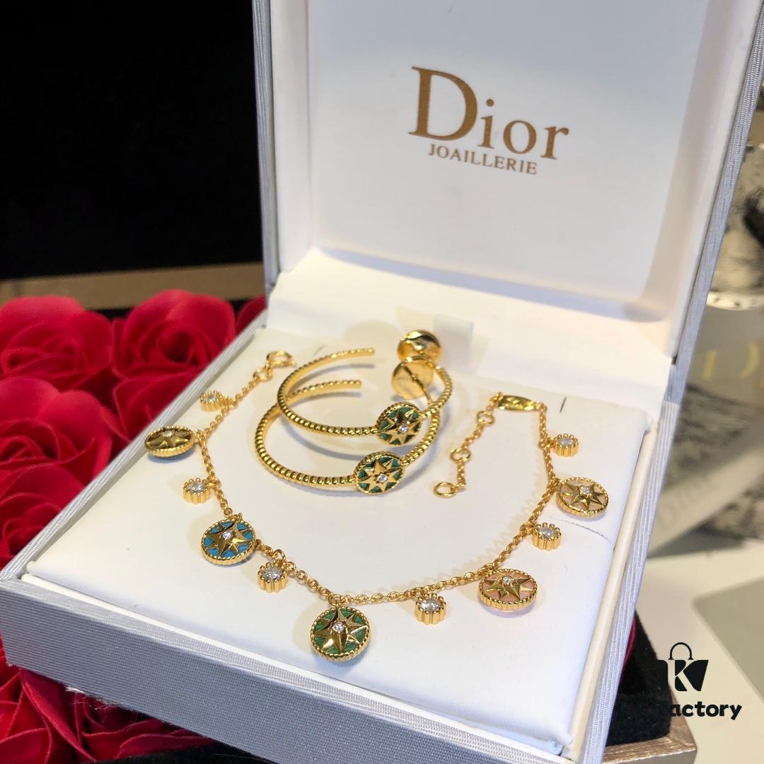 New Dior Compass Bracelet [Double-Sided] Dior Eight-Pointed Star Bracelet/Necklace/Earrings 💠 Ultra-Precise Craftsmanship 🌟 Dior Luxury Jewelry Rose des Vents