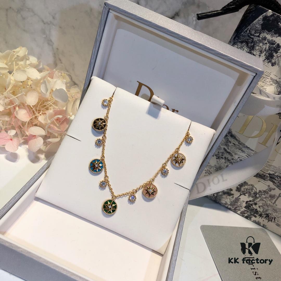 New Dior Compass Bracelet [Double-Sided] Dior Eight-Pointed Star Bracelet/Necklace/Earrings 💠 Ultra-Precise Craftsmanship 🌟 Dior Luxury Jewelry Rose des Vents