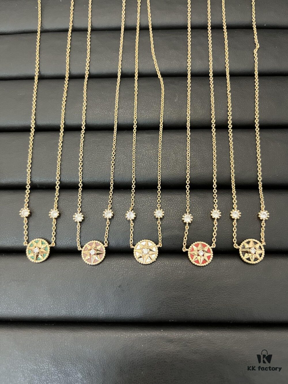 692ffc2499f2d84055c8e75b Compass Octagram Mother-of-Pearl Double Diamond Necklace with 5-Color Stock Photos