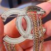 692ffc6c99f2d84055c8e7a9 Xiaoxiang New Tassel Brooch, White Full Diamond Double C with Gold and Silver Chain, Elegant and Stylish Brooch with Rich Details, Beautiful When Worn, Genuine Quality Brass Material