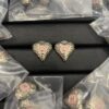 Xiaoxiang New Retro Style Black and Gold Pink Heart Stud Earrings
