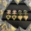 Xiaoxiang New Vintage-style Metal Heart Earrings Black Pink