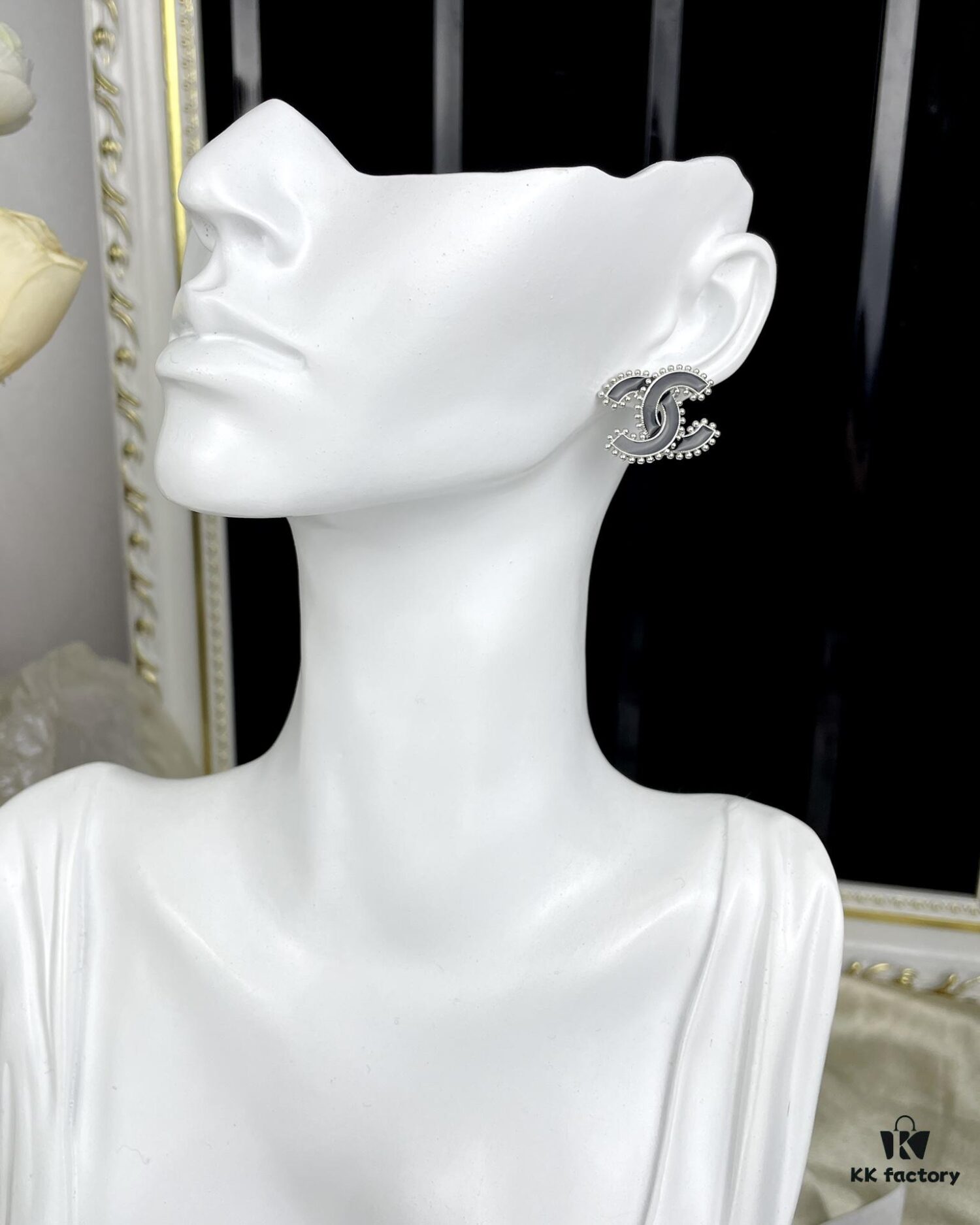 692ffcbd99f2d84055c8e803 CHANE New 2023B Black Enamel Double C Drip Earrings