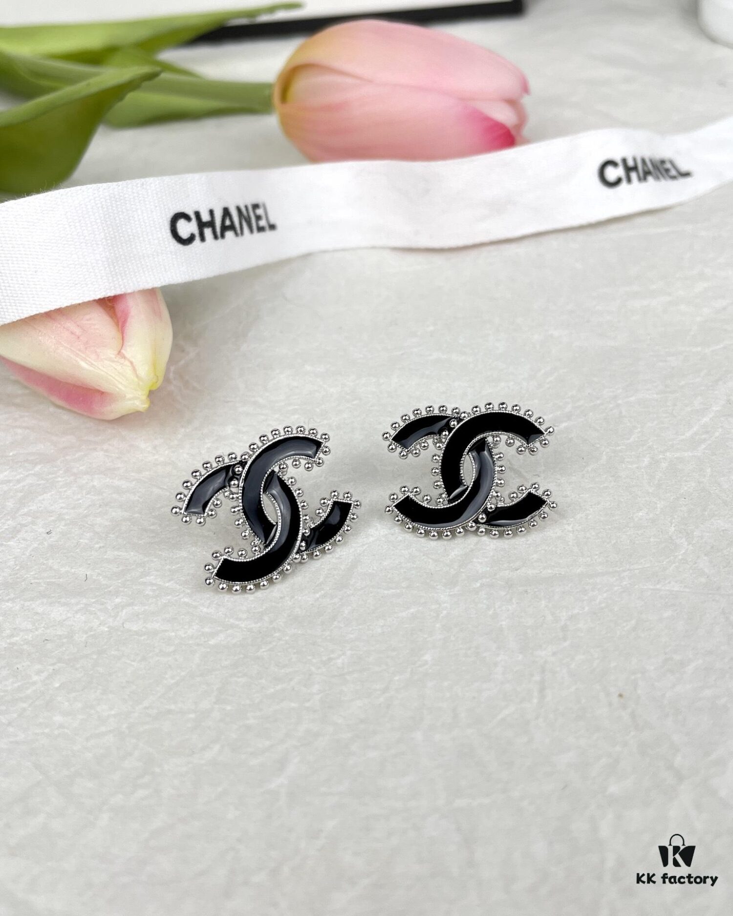 692ffcbd99f2d84055c8e804 CHANE New 2023B Black Enamel Double C Drip Earrings