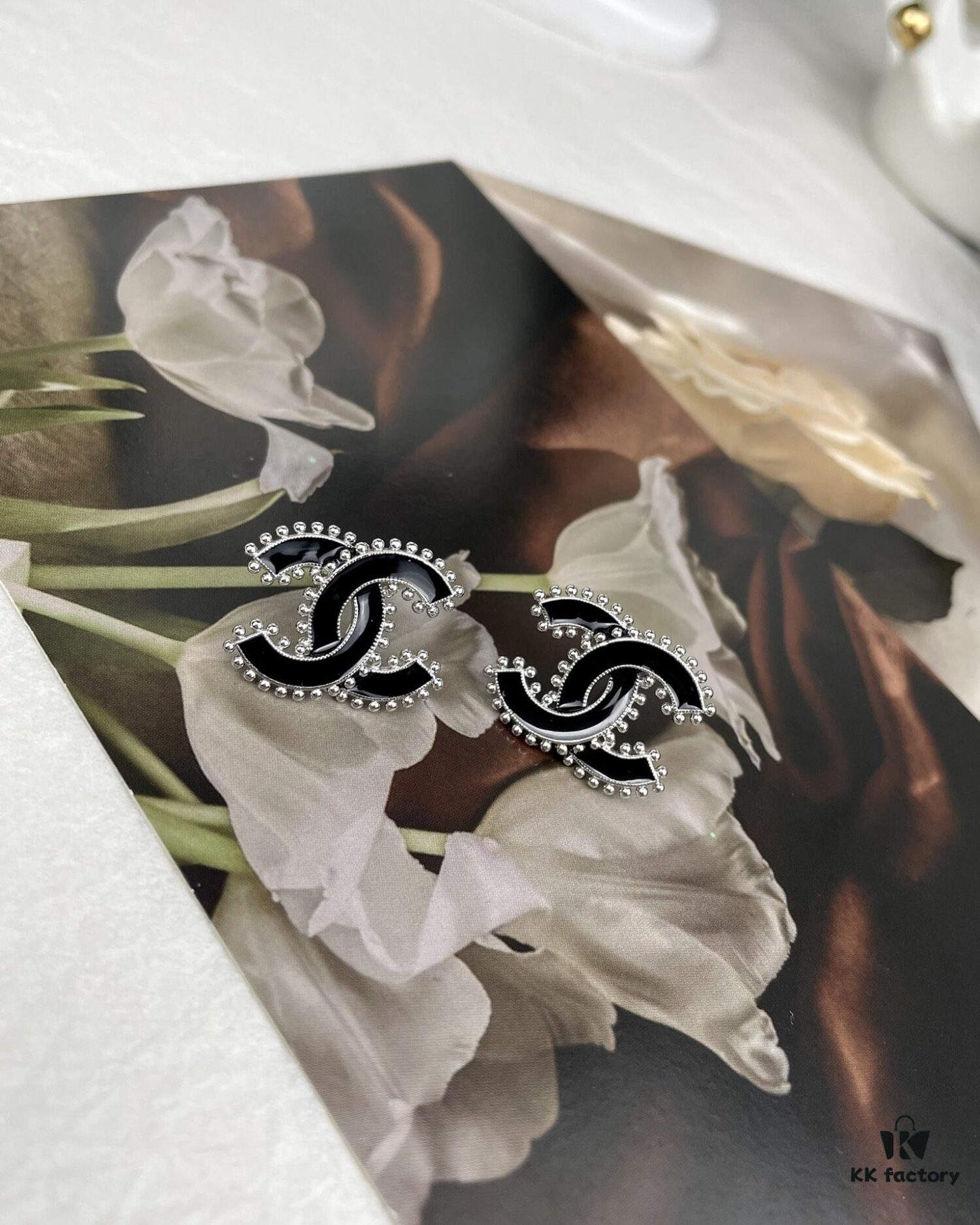 692ffcbe99f2d84055c8e805 CHANE New 2023B Black Enamel Double C Drip Earrings