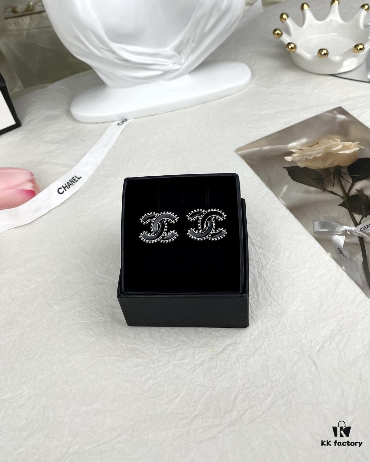 692ffcbe99f2d84055c8e806 CHANE New 2023B Black Enamel Double C Drip Earrings