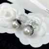CHANE New Style White Gold Black Bud Pearl Pendant Stud Earrings