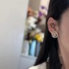 Chanel New Arrival Round CC Openwork Stud Earrings