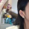 692ffcce99f2d84055c8e81d Xiao Xiang New Model Enamel Gold-Edged White Double C Stud Earrings 🤍