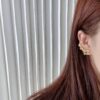 CH@NEL New Style Gold C Multi Snowflake Stud Earrings (Clip-On Available)