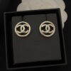 Chanel New Arrival CC Openwork Smooth Round Stud Earrings