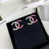 692ffcee99f2d84055c8e846 CHANE New 24C Pink Enamel Half-Gold Half-Pink Letter C Stud Earrings