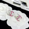 692ffcf299f2d84055c8e84d CHANE New 24C Pink Enamel Half-Gold Half-Pink Letter C Stud Earrings