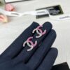 692ffcf399f2d84055c8e84e CHANE New 24C Pink Enamel Half-Gold Half-Pink Letter C Stud Earrings
