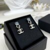 Xiaoxiang New Arrival Light Blue Rhinestone Round Double C Pendant Earrings