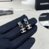 Xiaoxiang New Arrival Light Blue Rhinestone Round Double C Pendant Earrings