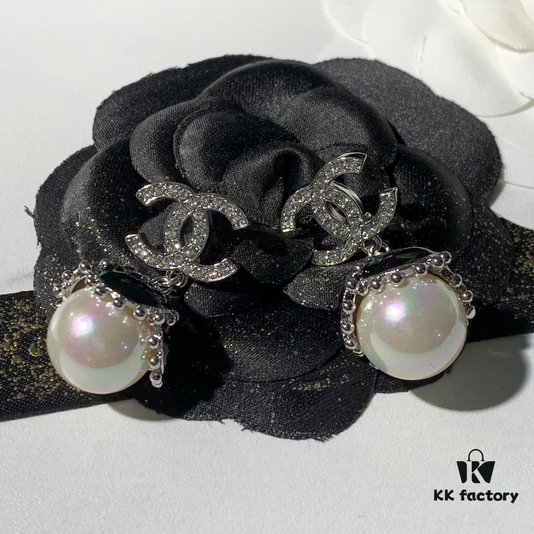 692ffd0199f2d84055c8e863 New Xiaoxiang Double C Black Pearl Earrings, Brand Fashion and Versatile