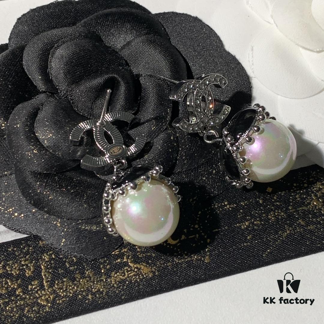 692ffd0299f2d84055c8e866 New Xiaoxiang Double C Black Pearl Earrings, Brand Fashion and Versatile
