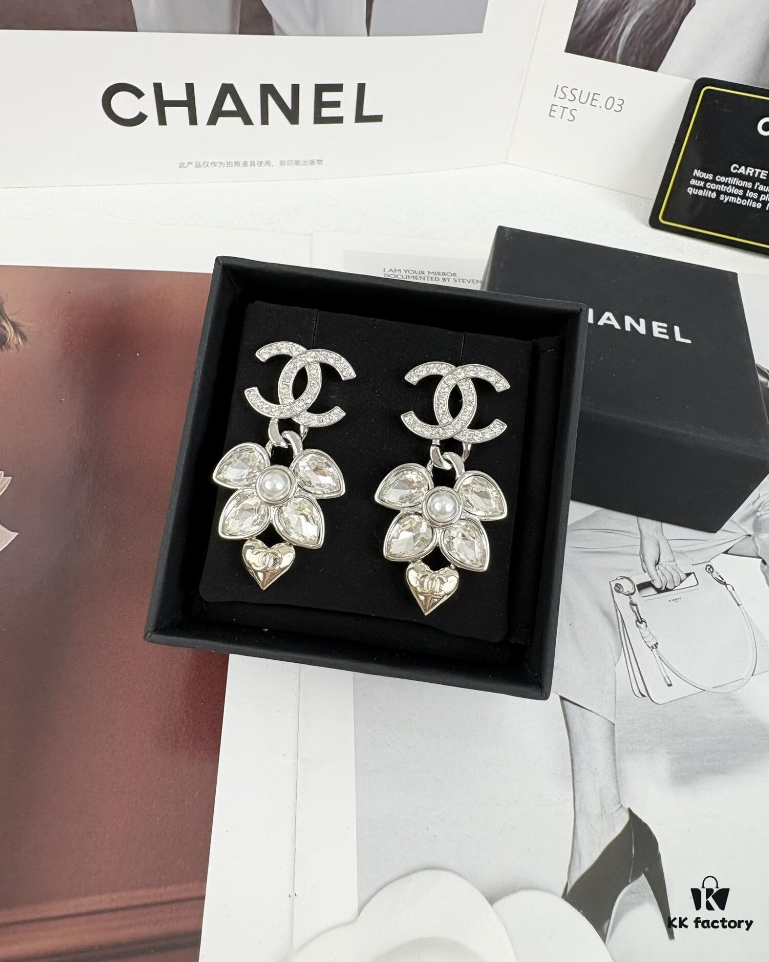 692ffd0699f2d84055c8e868 New Xiaoxiang Silver Wheat Ear Rhinestone ✨ Light Gold Heart Pendant Earrings ✨