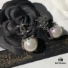692ffd0899f2d84055c8e86d New Xiaoxiang Double C Black Pearl Earrings, Brand Fashion and Versatile