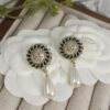 692ffd0b99f2d84055c8e870 Xiaoxiang New Arrival European and American Style Unique Elegant Black Leather Drip Pearl Earrings