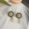 692ffd0d99f2d84055c8e874 Xiaoxiang New Arrival European and American Style Unique Elegant Black Leather Drip Pearl Earrings