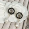 692ffd0f99f2d84055c8e875 Xiaoxiang New Arrival European and American Style Unique Elegant Black Leather Drip Pearl Earrings