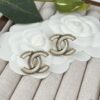 692ffd1a99f2d84055c8e886 Xiaoxiang New Arrival Vintage Beige Gold Double C Minimalist Resin White Stud Earrings