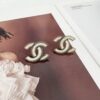 692ffd1a99f2d84055c8e887 Xiaoxiang New Arrival Vintage Beige Gold Double C Minimalist Resin White Stud Earrings