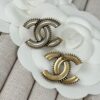 692ffd1e99f2d84055c8e88b Xiaoxiang New Arrival Vintage Beige Gold Double C Minimalist Resin White Stud Earrings