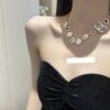 692ffd3499f2d84055c8e8b1 Xiaoxiang New Arrival White Oil-Drop Double C Round Mirror Clover Pendant Necklace with Smooth Chain