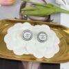 Xiaoxiang New Arrival White Enamel 3D Round Diamond-Inlaid Stud Earrings
