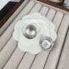 Xiaoxiang New Arrival White Enamel 3D Round Diamond-Inlaid Stud Earrings